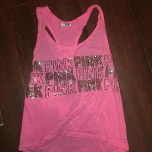 PINK Pink & Gold Sequin Tank Top